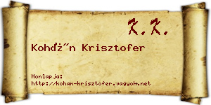Kohán Krisztofer névjegykártya